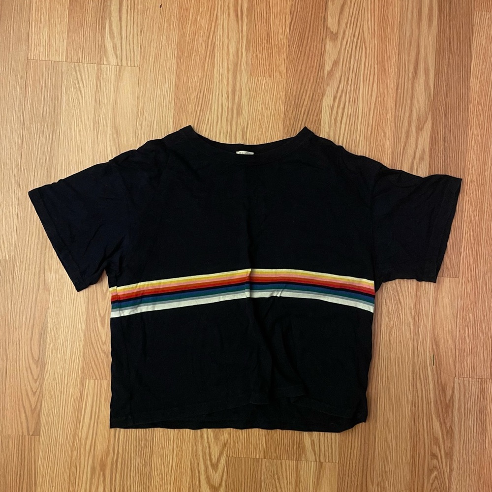 John Galt Shirt Navy with Rainbow Stripes Size M